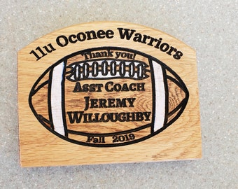 Asstant Coach Thank You Gift Plaque Appreciation Sign Engraved Routed Oak Soccer Basketball Football Volleyball Team Small