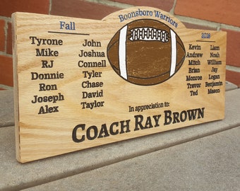 Coach Thank You Gift Plaque Appreciation Sign Engraved Oak Soccer Basketball Volleyball Volleyball Team Large Size 8" x 17"