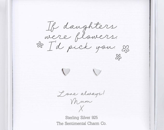 If Daughters Were Flowers I’d Pick You Gift – Sterling Silver 925 Stud Earrings Giftset Personalised Daughter in law Stepdaughter Christmas