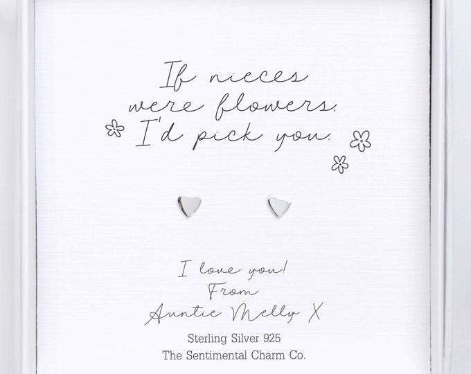 If Nieces Were Flowers I’d Pick You Gift – Sterling Silver 925 Stud Earrings Giftset Personalised Granddaughter Goddaughter Christmas