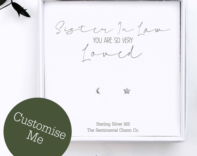 You Are Loved Sister in Law Quote Studs - Sterling Silver Earrings – Sister in Law Jewellery Gift for Her - Custom Sister-in-law Keepsake
