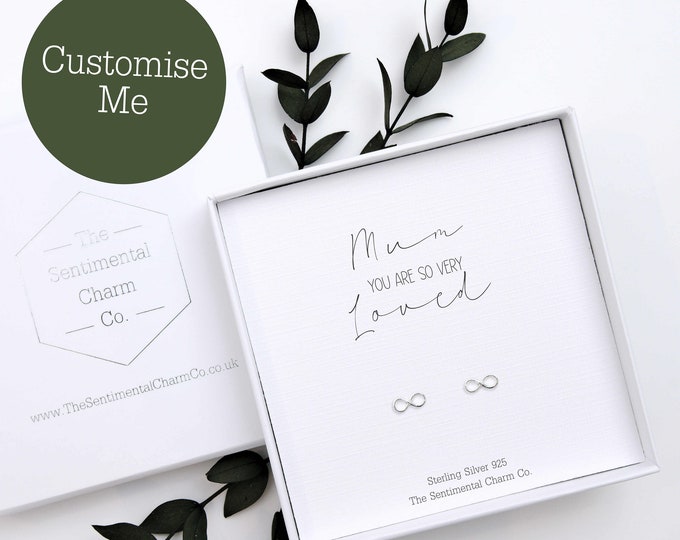 You Are Loved Mum Keepsake Gift – Silver Jewellery - Genuine Sterling Silver 925 Studs - Custom Quote Stud Earrings - 0180
