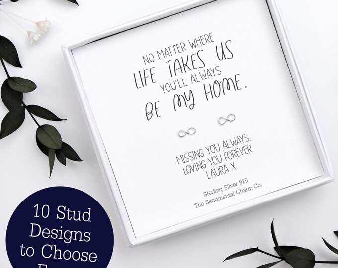 No Matter Where Life Takes Us - Sterling Silver Infinity Stud Earrings | Sentimental Gift for Love, Friendship & Long-Distance | TSCC0420
