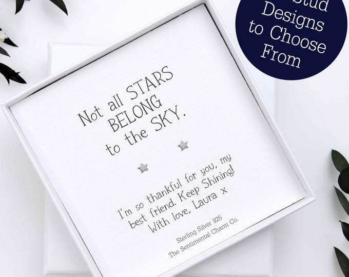 Not all Stars Belong to the Sky Quote Star Studs Sterling Silver 925 Earrings | Empowerment Gift for Graduation Congratulations | TSCC0433