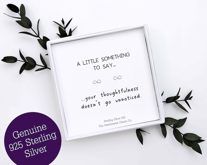 TSCC0290 Your Thoughtfulness Doesn't Go Unnoticed Silver Stud Earrings A Little Something To Say Gift Thoughtful Quote Jewellery Affirmation