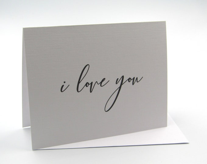 GC0010 I Love You Greetings Leaving Card Blank Simple Plain Black White Monochrome Cute