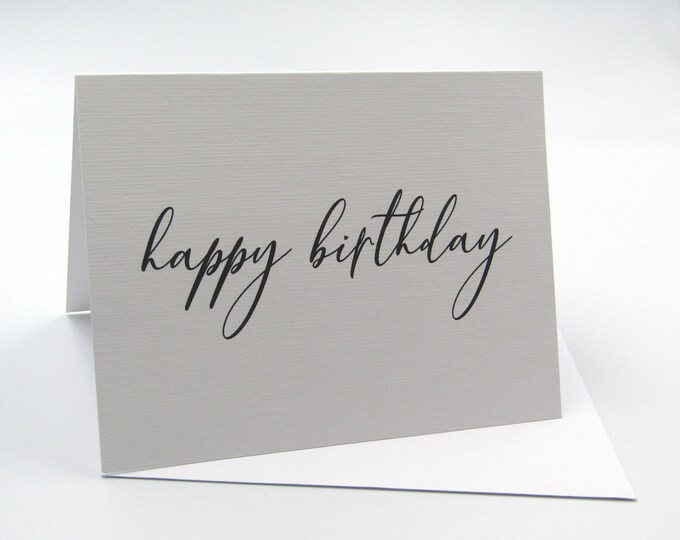 Happy Birthday Greetings Card Simple Plain Black & White Monochrome BDay Modern GC0001