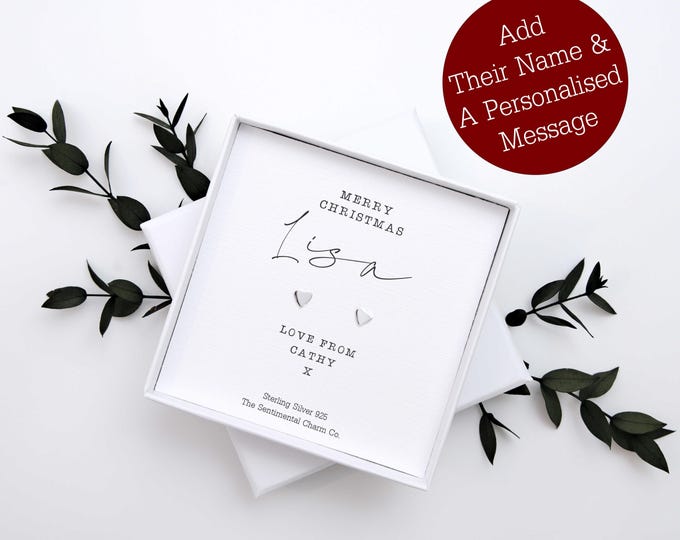 TSCC0206 Personalised Merry Christmas Gift for Friend Earrings Sterling Silver 925 Studs Christmas Best Friend Soul Sister Jewellery Festive