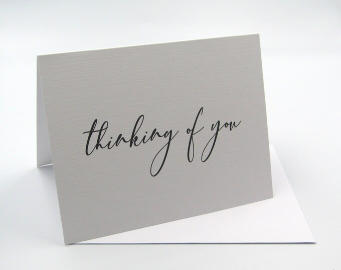GC0003 Thinking of You Greetings Card Simple Plain Black & White Monochrome Modern