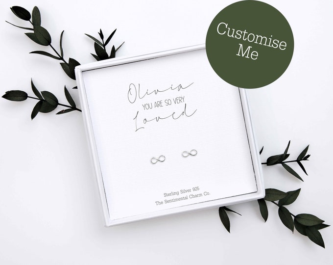 TSCC0201 Custom Goddaughter Earrings Genuine Sterling Silver 925 Studs You Are So Very Loved Gift Diamond Pearl Star Heart Keepsake