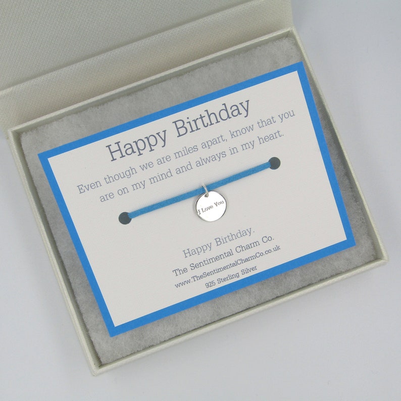 0395 Happy Birthday Long Distance Silver 925 Plated Bracelet Friendship Charm Wish Quote Gift