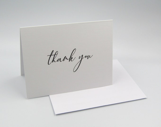 GC0004 Thank You Greetings Card Simple Plain Black & White Monochrome Calligraphy Modern