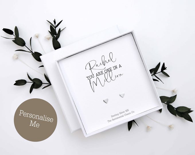TSCC0158 Daughter In Law Personalised One In A Million Silver Stud Earrings Any Name Birthday Present Christmas Gift Cute Simple