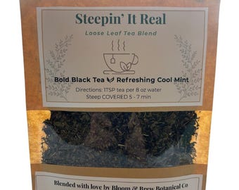 Steepin It Real Loose Leaf Tea * Black Peppermint Spearmint Blend * Caffeinated Herbal Tea