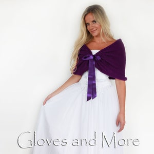 Cover up dark purple, wedding bolero, knitted shawl, capelet, plum bridal shawl, wedding wrap, bridal cape, stole, for bridesmaid, plus size