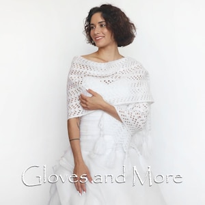 Weiß oder Elfenbein Braut Schal Hochzeit häkeln Wrap Braut Cover Up Schulter Schal Hochzeit Bolero häkeln Cape Braut Cape Brautjungfer Schal