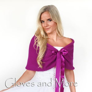 Envoltura de boda rosa magenta, chal de novia, cubierta de novia, bolero de boda, capelet de punto rosa, capa de novia, chal de dama de honor, talla grande también