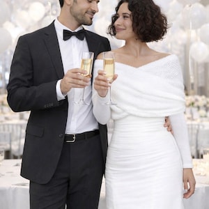 Bolero de novia de punto, para cubrirse la boda, bolero reversible para boda imagen 6