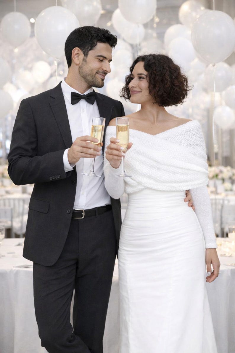 Bolero de novia de punto, para cubrirse la boda, bolero reversible para boda imagen 6