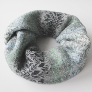 Knitted Snood Neckwarmer Tube Scarf Knit Wool Cowl Neck Warmer Circle Scarf Gift for Woman Christmas gift Gray Blue White and Green Cowl