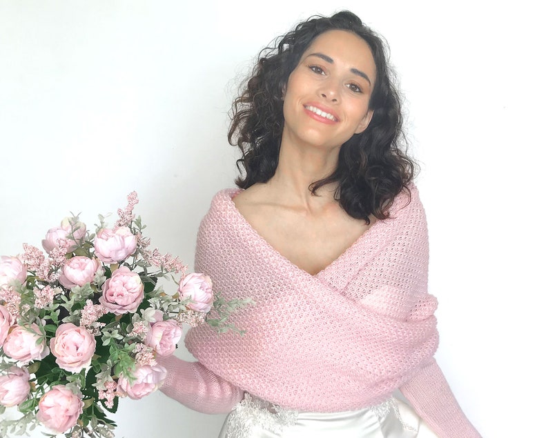 Blush Pink Bridal Sweater Pink Shrug Convertible Wedding Etsy