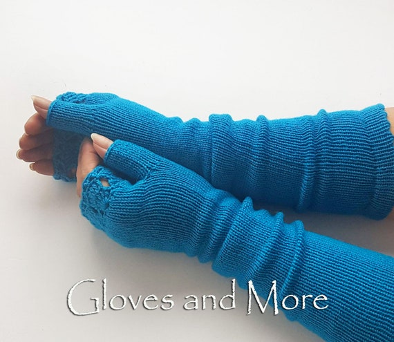 Purple Long fingerless gloves Knitted long gloves Gradient boho knit gloves Wool winter gloves Arm Warmers Wrist warmers Alpaca wool gloves