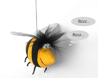 Handmade Stuffed Bee: Nursery Decor, Collectible Art Doll, Gift for Kids
