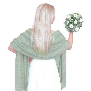 Bridal shawl sage green, wedding wrap, bridesmaid shawl sage green, bridal cover up, wedding bolero, knitted shawl, bridal stole sage green.