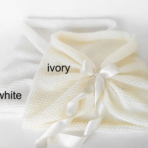 Ivory wedding wrap, bridal shawl, cover up, wedding bolero, ivory shrug, ivory knitted capelet, bridal cape, bridesmaid shawl, plus size too image 8