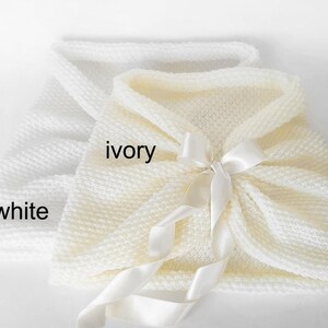 Ivory wedding stole, bridal shawl, cover up, wedding bolero, ivory shoulder shawl, knitted capelet, bridal cape, bridesmaid shawl, plus size image 6
