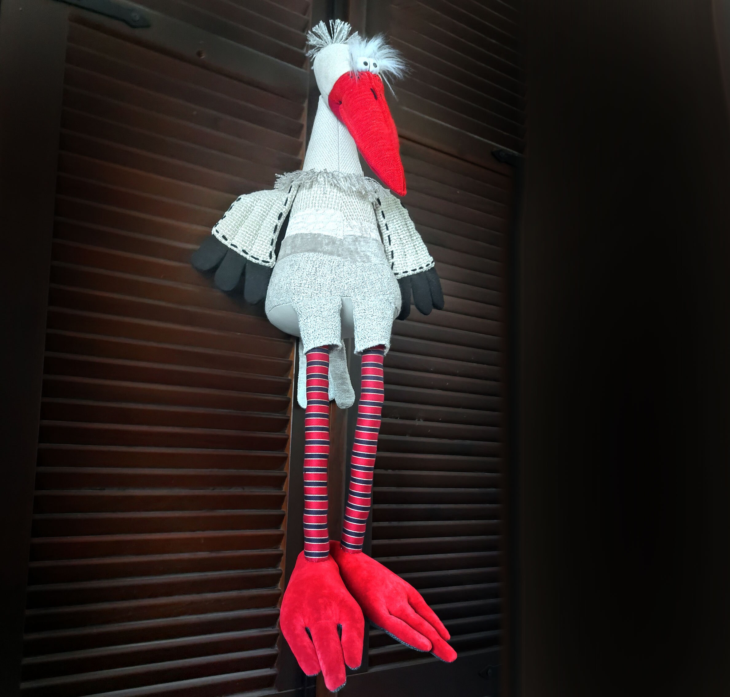 手作りのコウノトリのぬいぐるみ、コウノトリのおもちゃ、家宝の 手作りのコウノトリのぬいぐるみ、コウノトリのおもちゃ、家宝の