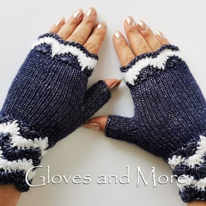 Blue Fingerless gloves, Knitted and Crocheted Gloves, Fingerless Hand Warmers, Wrist Warmers, Blue Gloves, Christmas gift, Gift for Woman