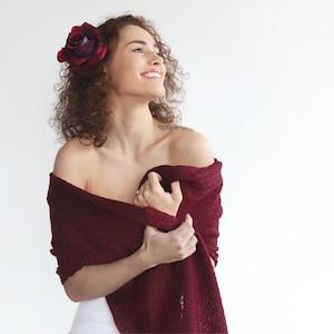 Burgundy bridesmaid shawl, maroon wedding wrap, bridal shawl, cover up, wedding bolero, shawl, dark red capelet, bridal cape, plus size too