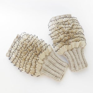 Beige Vingerloze Handwarmers Bruine Polswarmers Herfst Winter Vingerloze Handschoenen Crème Handschoenen Beige Gebreide Meisjeshandschoenen Kerstcadeau afbeelding 5