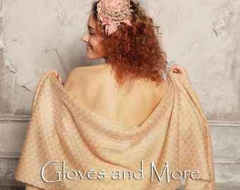 Knitted Bridal Shawl, Wedding Wrap Stole for Bridesmaids, Shoulder Cover Up, Beige