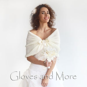 Ivory wedding wrap, bridal shawl, cover up, wedding bolero, ivory shrug, ivory knitted capelet, bridal cape, bridesmaid shawl, plus size too