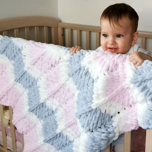 Babyparty-Geschenk, weiche Babydecke, Neugeborenendecke, superweiche Decke, flauschige Decke, Zick-Zack-Decke, bauschige Decke, Kinderwagendecke