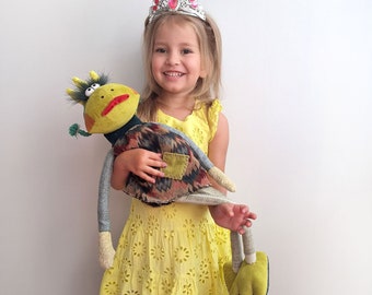 Handmade Frog Princess Stuffed Animal Toy: Good Frog Lover Gift, Nursery Art Decor