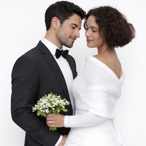 Bolero de novia de punto, para cubrirse la boda, bolero reversible para boda imagen 4