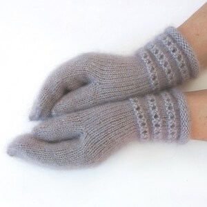 Gray mittens, Cable knit mittens, Women mittens, Hand knitted wool mittens, Warm winter gloves, Gift for her, Gift for women, Christmas gift