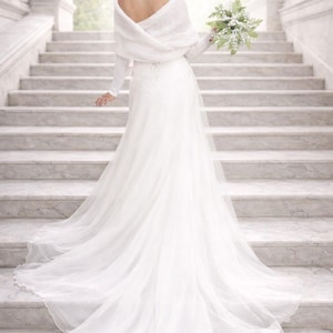 Bolero de novia de punto, para cubrirse la boda, bolero reversible para boda imagen 3