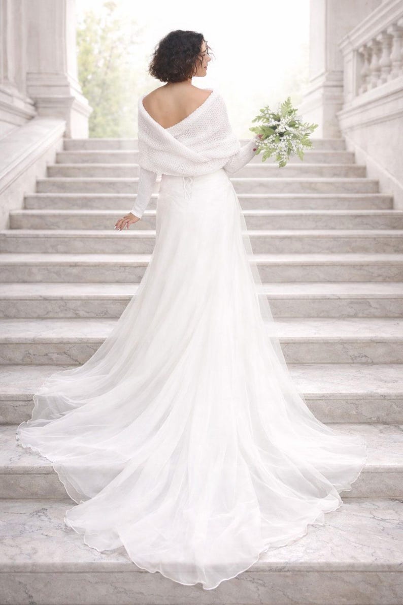 Bolero de novia de punto, para cubrirse la boda, bolero reversible para boda imagen 3