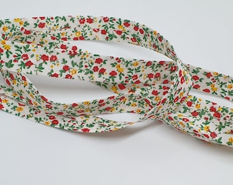 3m Schrägband, (1,90 Euro/m) 20mm breit, Baumwolle, Blümchen, rot, gelb, grün