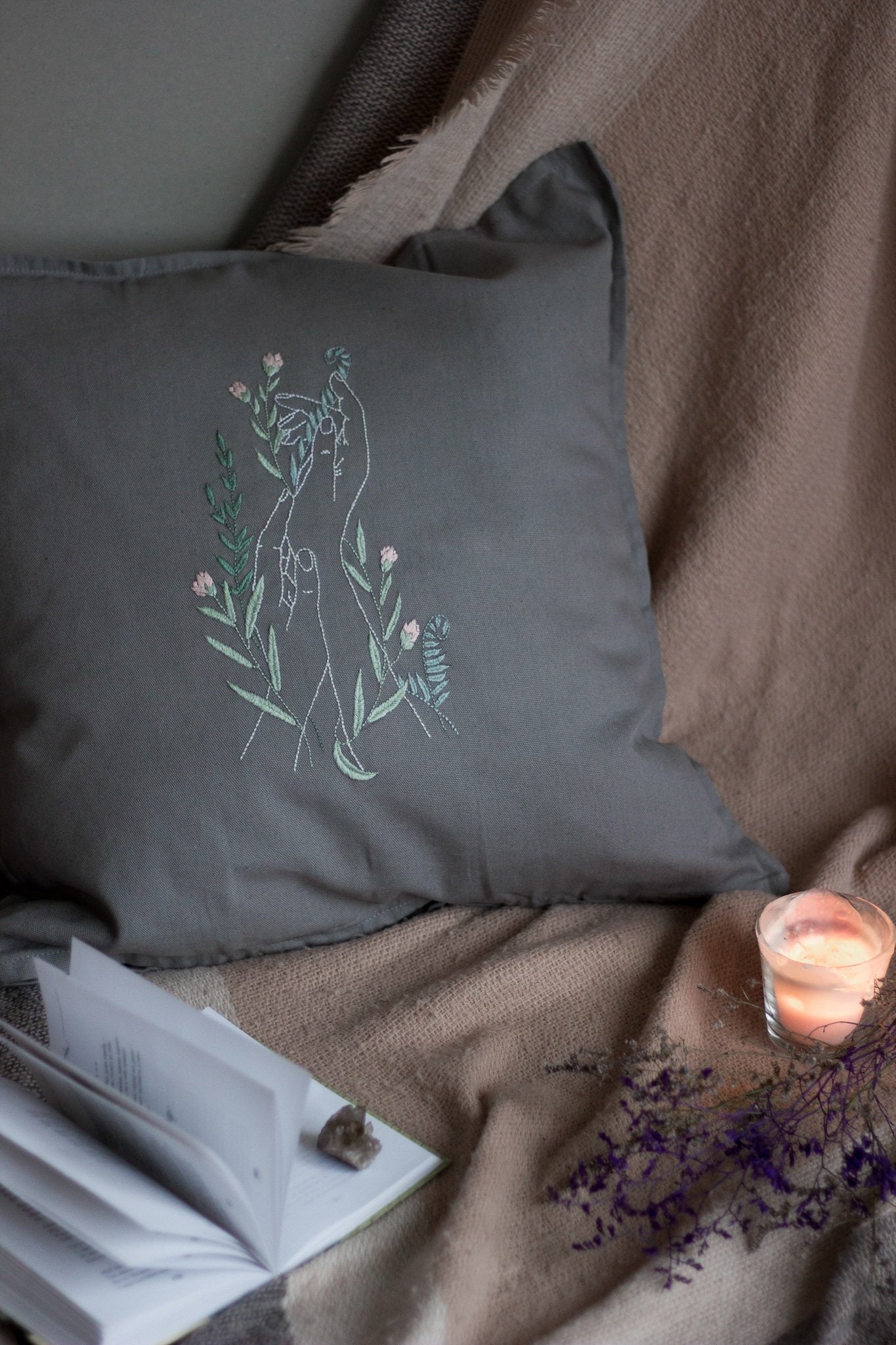 Hand embroidery pillow Floral embroidery pillow Embroidery art Etsy