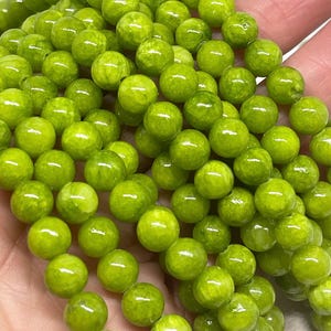 Runde Jadeperlen ein Strang, Maigrün Jadeperlen, Naturstein Edelstein Perlen
