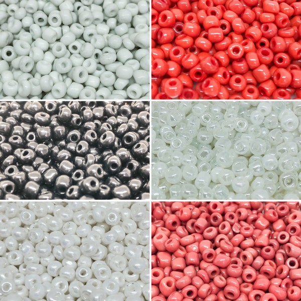 20 Gramm Rocaille Perlen, Rocaille, 8EUR/100g, Weiße Rocaille, Seedbeads 6/0 - 4mm, Rocaille Schwarz, Rocaille Rot