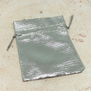 10/25/50 pcs. Organza bags, silver gift bags, jewelry bags, 7.5 x 9.5 cm image 2