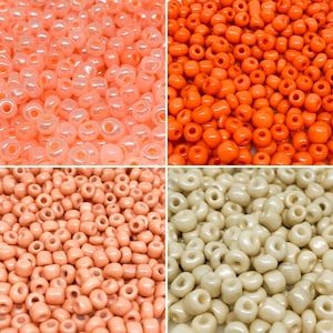 20 gram rocaille kralen, rocaille, 8EUR/100g, beige rocaille, rocailles 6/0 4 mm, rocaille oranje
