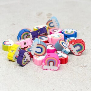 Polymer Regenbogen Perlen, 25 St. Anhänger Regenbogen, bunt gemischt Bunt