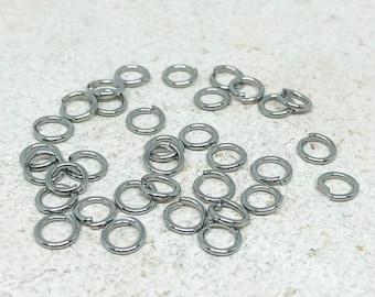 Pack of 30 stainless steel jump rings, 4 mm / 5 mm / 6 mm / 7 mm / 8 mm, open jump rings round, various sizes